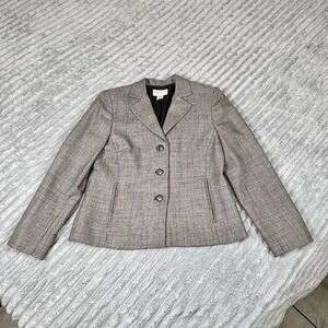 Vintage Pendleton Blazer‎ Womens 6 Black Plaid Houndstooth 100% Virgin Wool USA